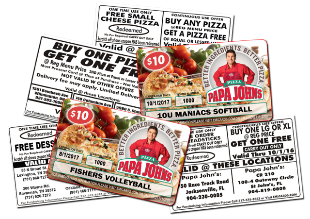 Papa Johns Fundraising Pizza Cards
