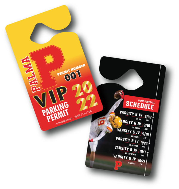 Parking Permits for High School Athletics Plastic Hanging Parking Passes